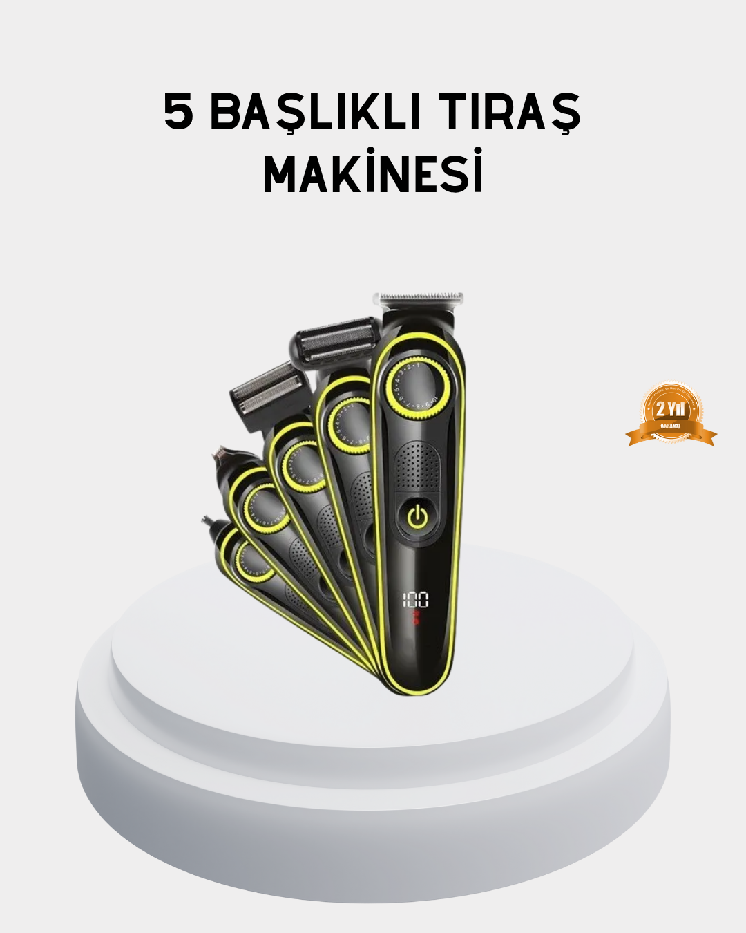 5’i 1 Arada Şarjlı Tıraş Makinesi – Paslanmaz Çelik Başlıklı, Yüz ve Vücut Bakım Cihazı - Lisinya