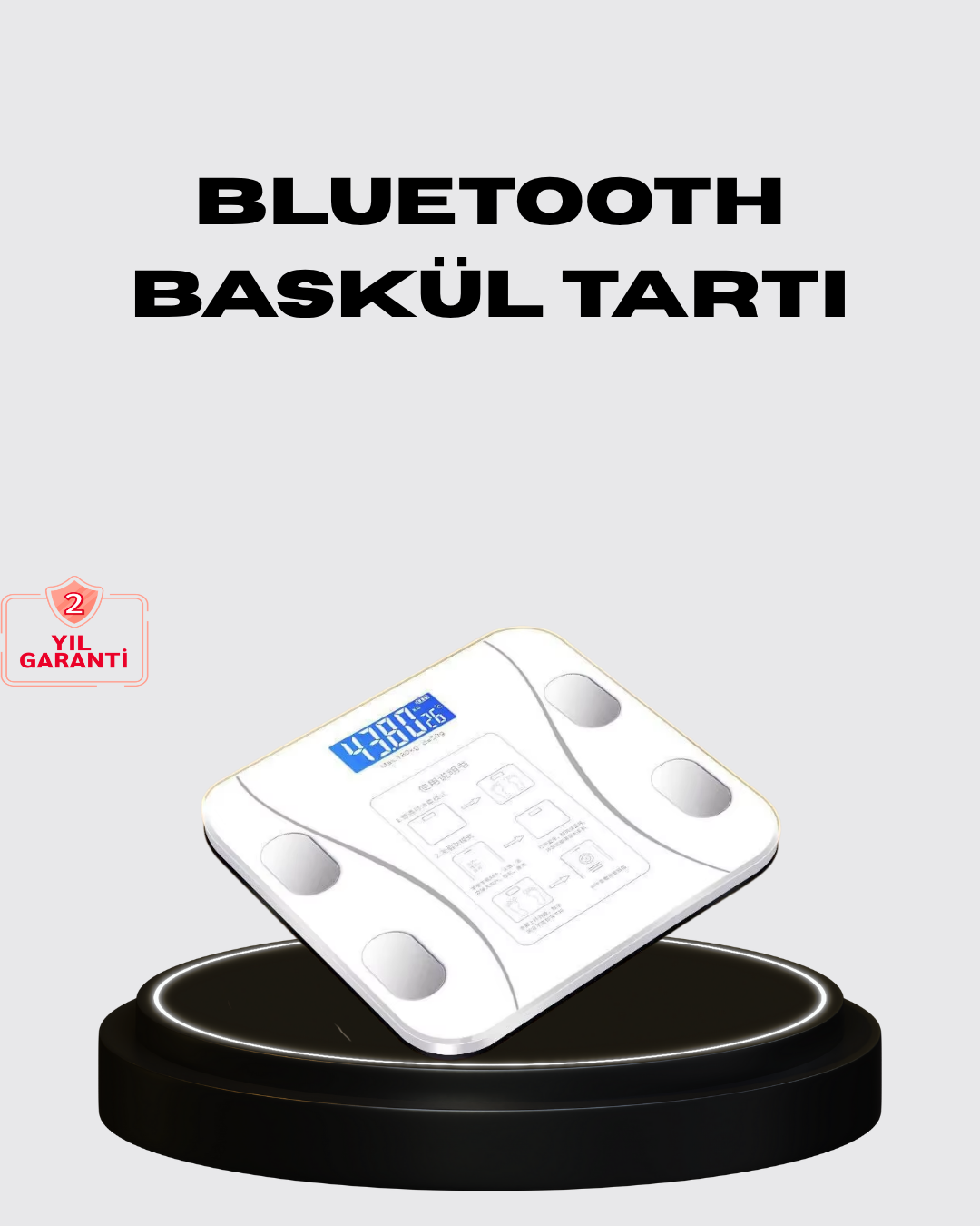 Akıllı Dijital Baskül – Bluetooth Bağlantılı, 8 Ölçüm Verili, Akıllı Vücut Analiz Tartısı - Lisinya