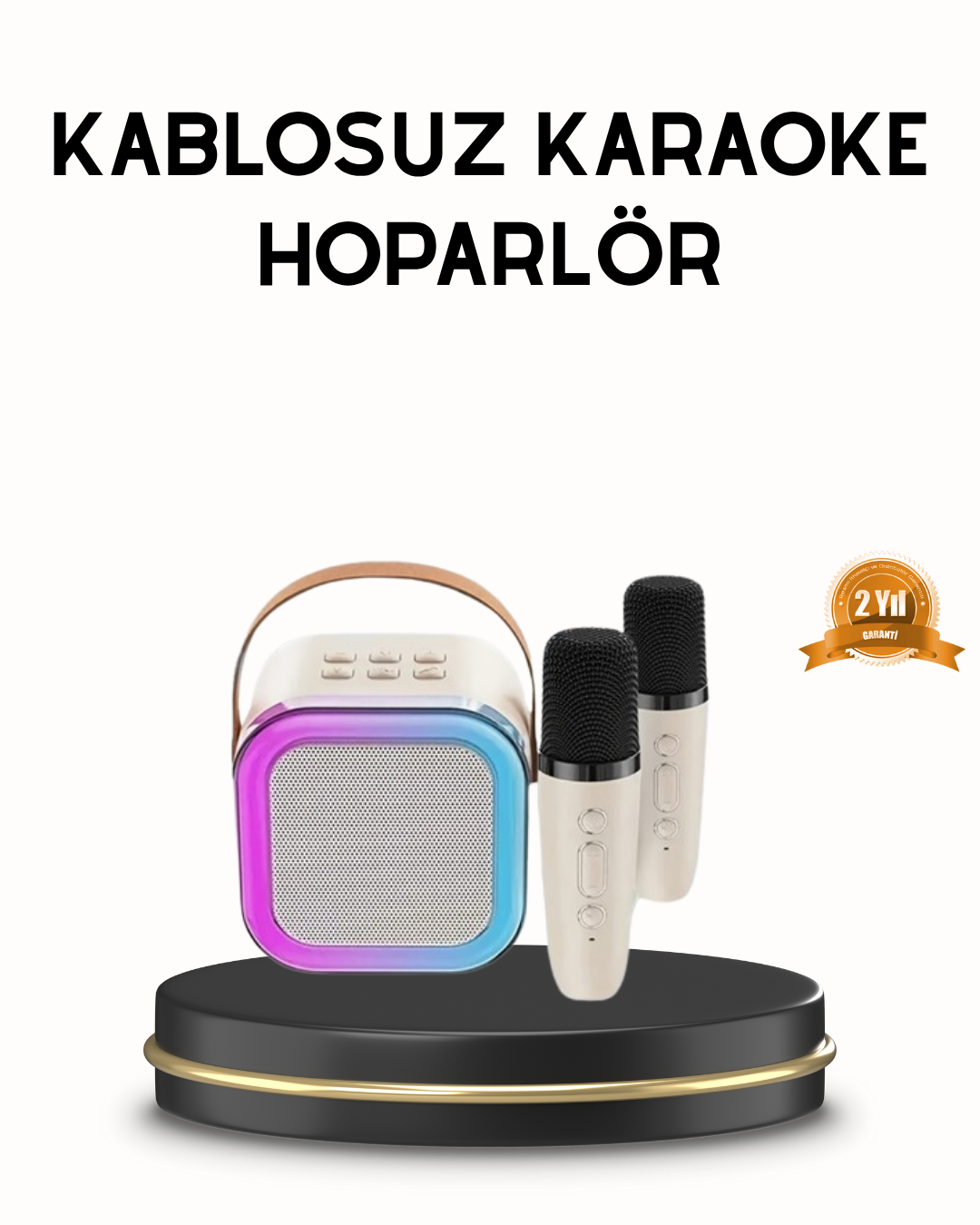 Bluetooth Karaoke Hoparlör Renkli LED Işıklı ve Type-C Şarjlı - Lisinya