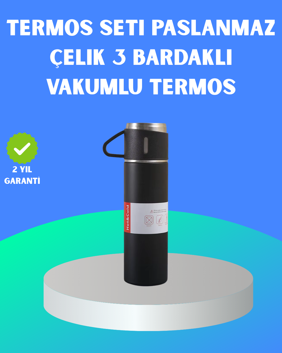 304 Çelik Termos Seti | 2 Bardaklı, 500 ml, Uzun Süre Isı Koruma - Lisinya 304 Çelik Termos Seti | 2 Bardaklı, 500 ml, Uzun Süre Isı Koruma - Lisinya