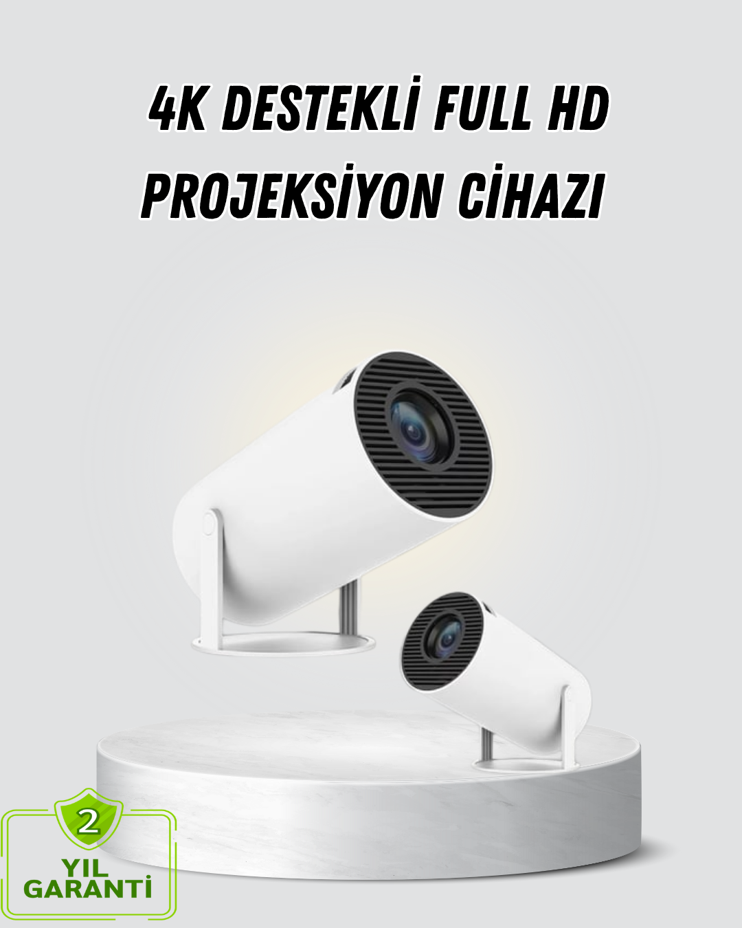 Full HD 4K Destekli Akıllı Projeksiyon – 130 inç Ekran, Uzun Ömürlü Ampul ve Çoklu Giriş - Lisinya