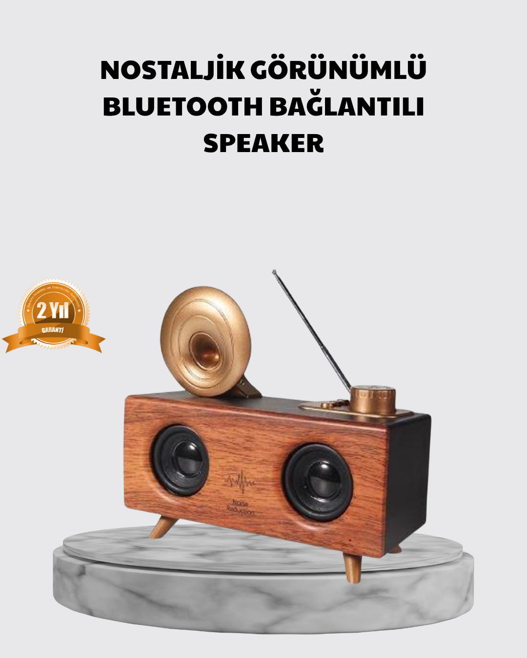 Nostaljik Gramofon Bluetooth Hoparlör – FM Radyo + USB + SD Kart Destekli - Lisinya