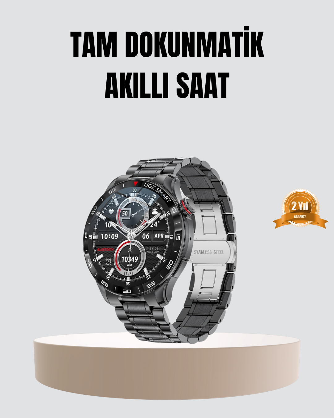 100mAh Şarjlı Akıllı Saat – Mesaj Bildirimi, Müzik Kontrolü ve Ergonomik Tasarım - Lisinya