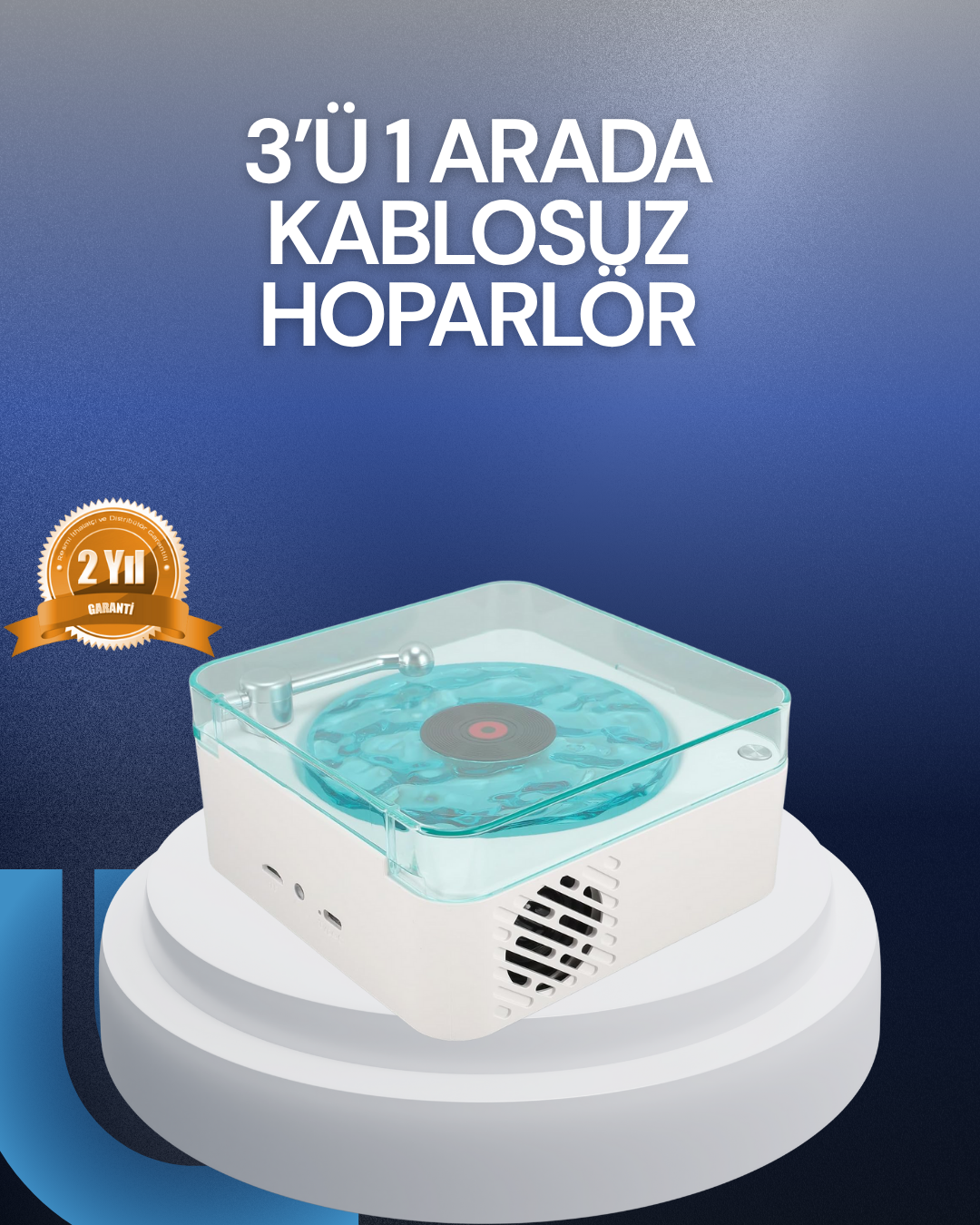 Bluetooth Hoparlör – 3-ü-1 Saatli Gece Lambası ve Vintage Tasarım - Lisinya