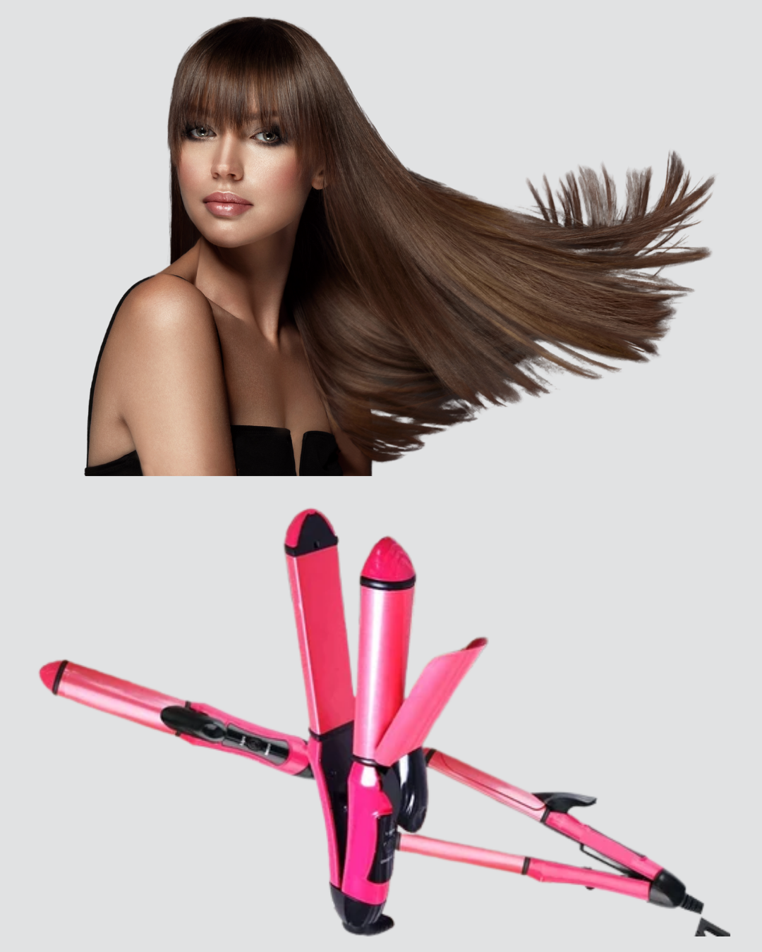 2’si 1 Arada Saç Düzleştirici ve Maşa – 5 Isı Seviyesi, Seramik Kaplama, Döner Kablolu Ergonomik Tasarım - Lisinya