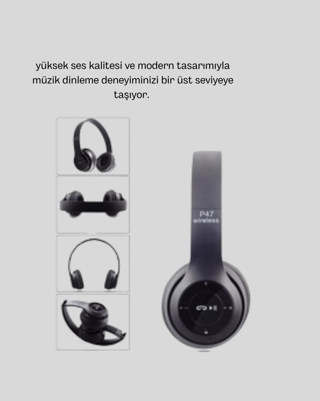 Bluetooth 5.0 Kablosuz Kulaklık – Extra Bass, TF Kart Desteği, 3.5mm AUX Girişli - Lisinya