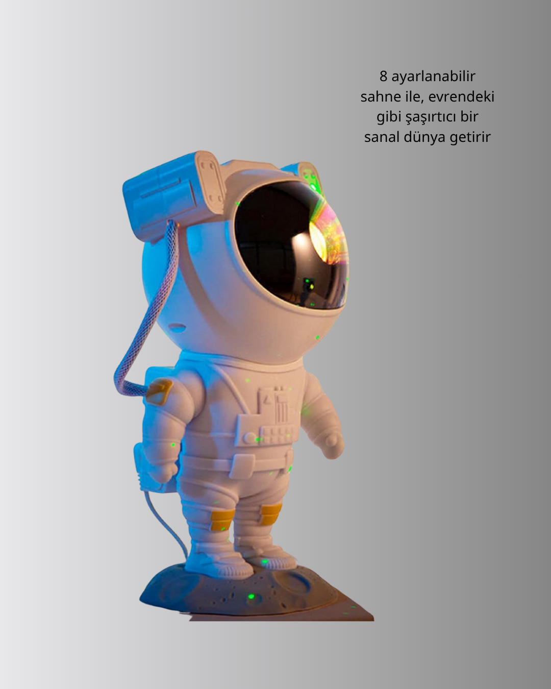 8 Efektli Astronot Galaxy Projektör Uzaktan Kumandalı LED Gece Lambası - Lisinya