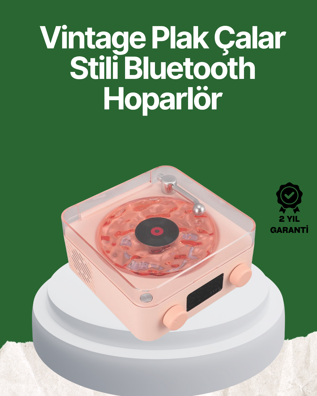 Vintage Tarz Bluetooth Hoparlör – Gece Işığı ve Zaman Göstergeli - Lisinya