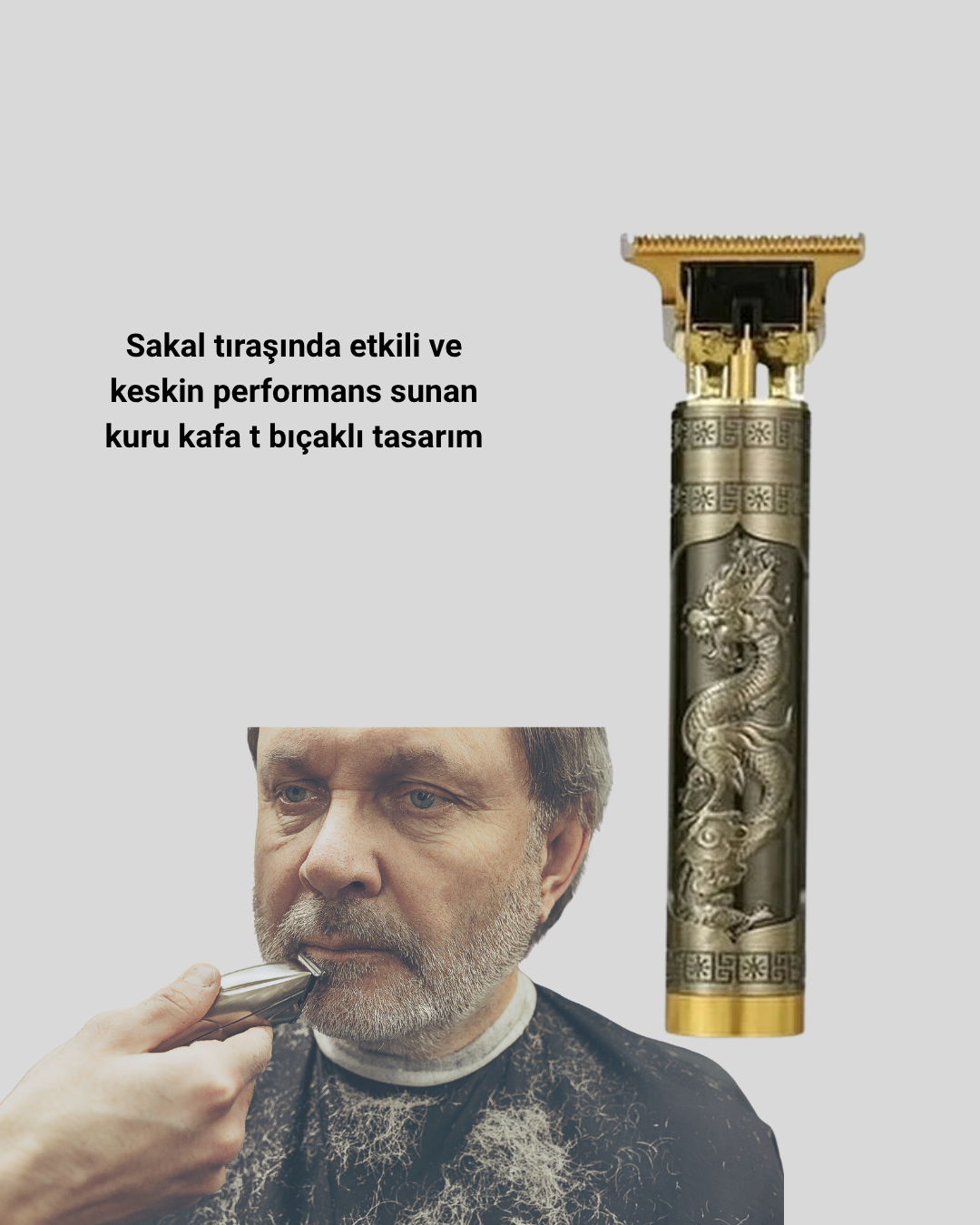 T Bıçaklı Profesyonel Çizik Tıraş Makinesi Seti – 120 Dakika Kullanım, Şarjlı & Kablolu - Lisinya