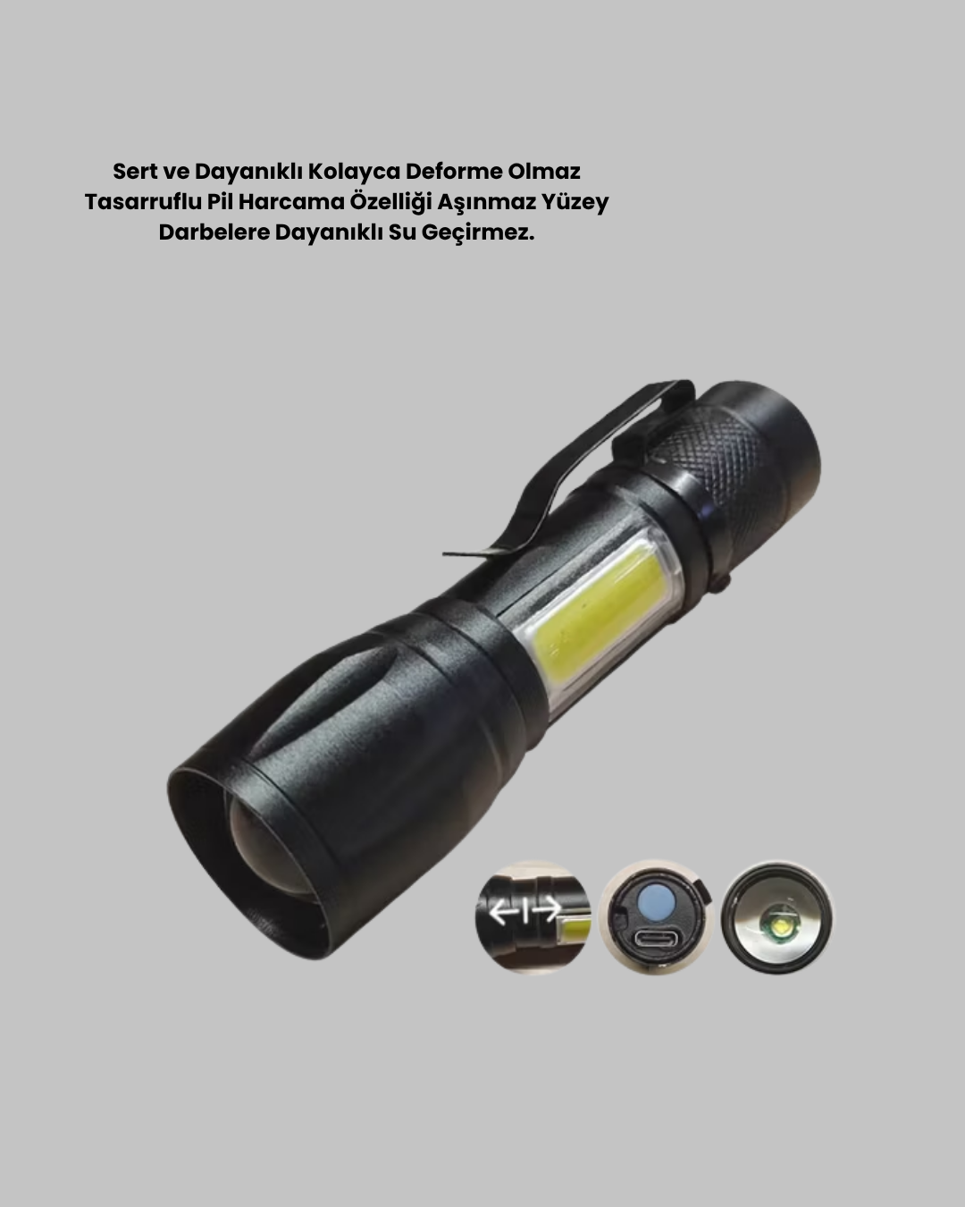 4 Mod Şarjlı Işıldak | Ultra Güçlü Cree LED | Su Geçirmez Alüminyum Gövde - Lisinya 4 Mod Şarjlı Işıldak | Ultra Güçlü Cree LED | Su Geçirmez Alüminyum Gövde - Lisinya