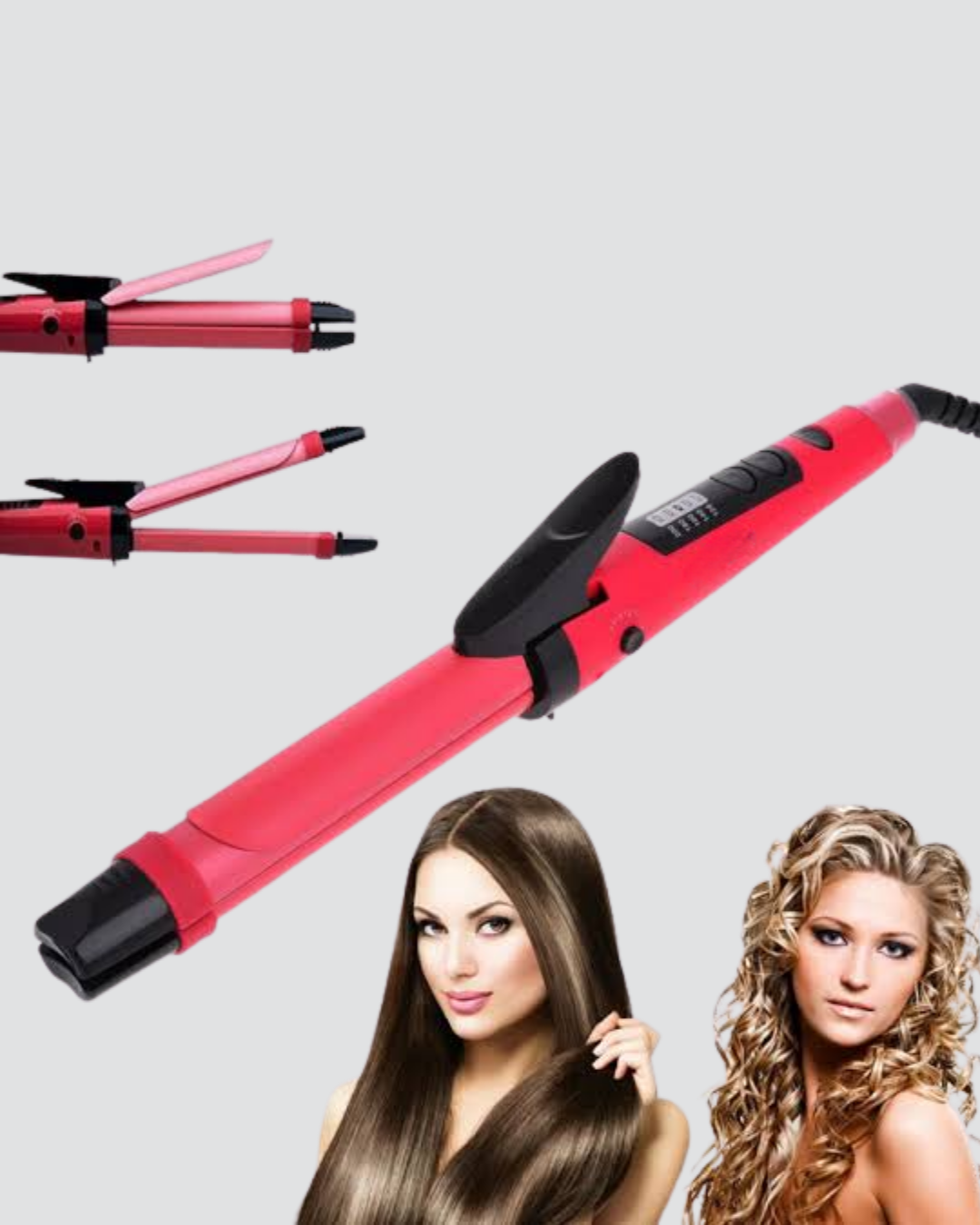 2’si 1 Arada Saç Düzleştirici ve Maşa – 5 Isı Seviyesi, Seramik Kaplama, Döner Kablolu Ergonomik Tasarım - Lisinya