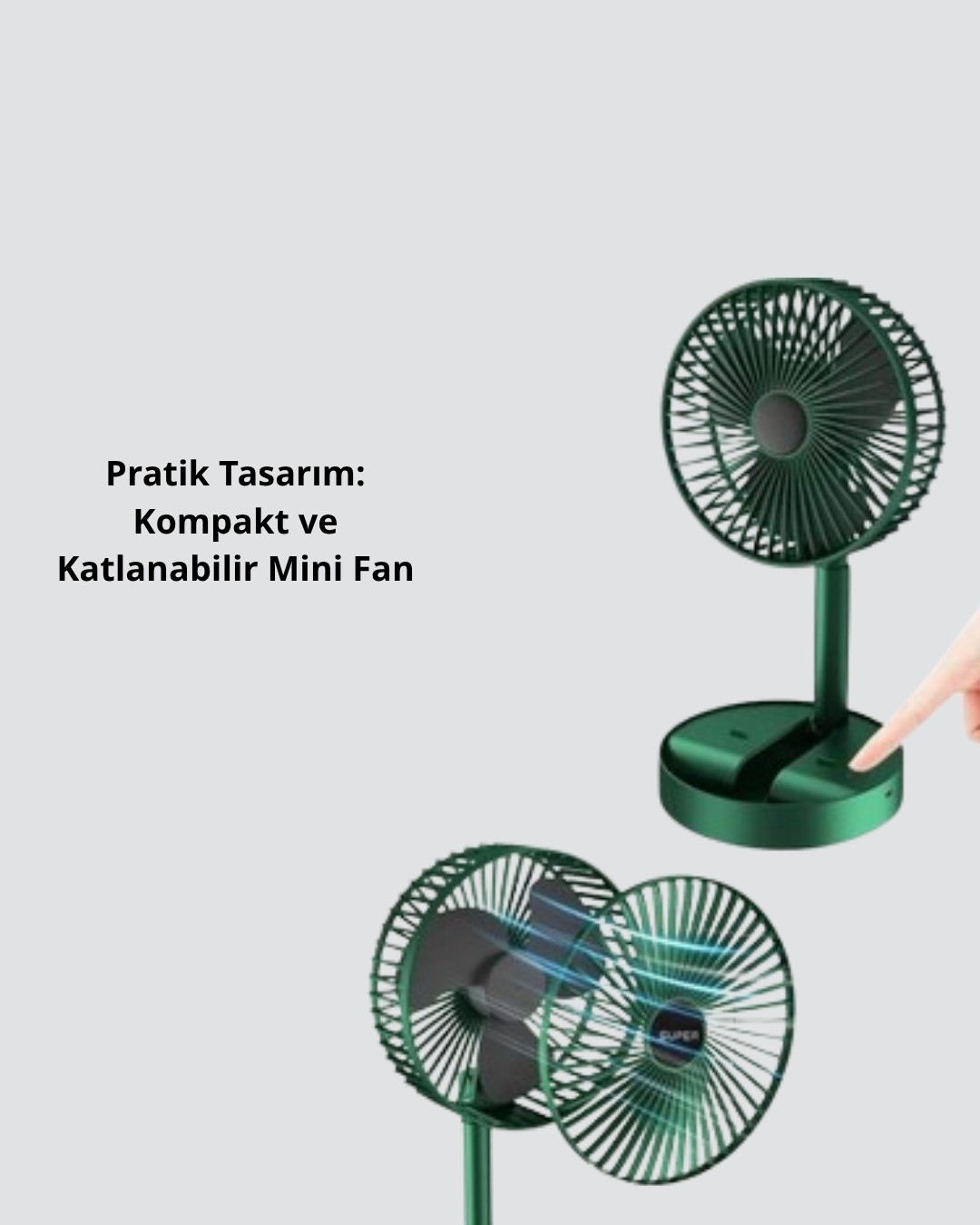 Katlanabilir Mini Fan – 3 Kademeli Soğutma, Şarjlı - Lisinya