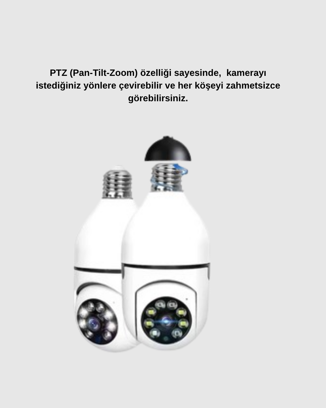 360° Akıllı Güvenlik Kamerası – Duya Takılabilir, Wi-Fi Bağlantılı, Hareket Sensörlü - Lisinya