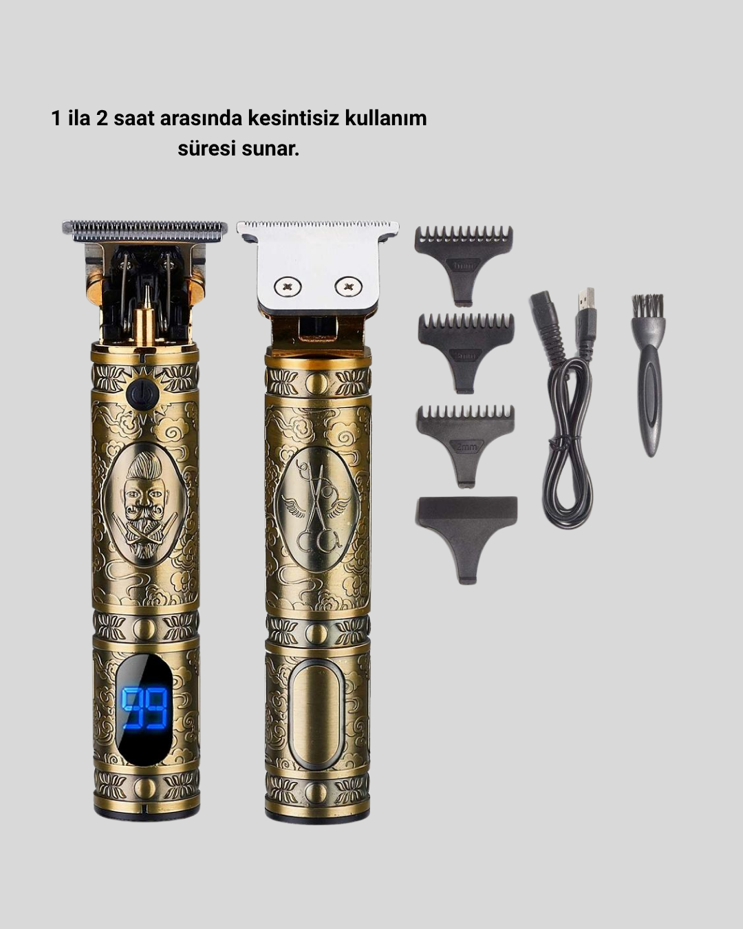 Şarjlı Kablosuz Tıraş Makinesi – 1800 mAh Batarya, Uzun Pil Ömrü, Profesyonel Sessiz Motor - Lisinya