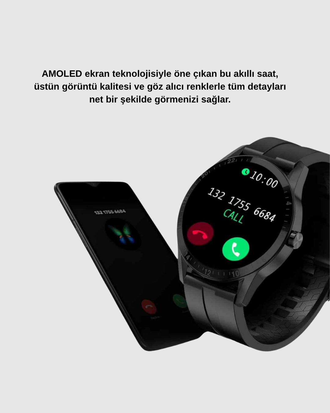 AMOLED Ekranlı Smartwatch – 3 Kordonlu, Kalp Atış & Uyku Takipli Akıllı Saat - Lisinya