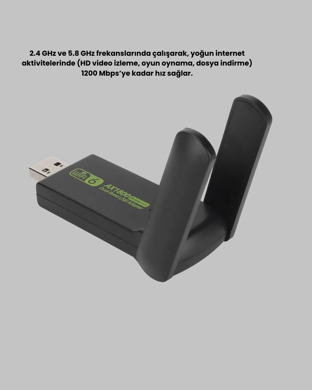 1200 Mbps Dual Band WiFi Adaptör – 5.8G & 2.4G Çift Antenli - Lisinya 1200 Mbps Dual Band WiFi Adaptör – 5.8G & 2.4G Çift Antenli - Lisinya