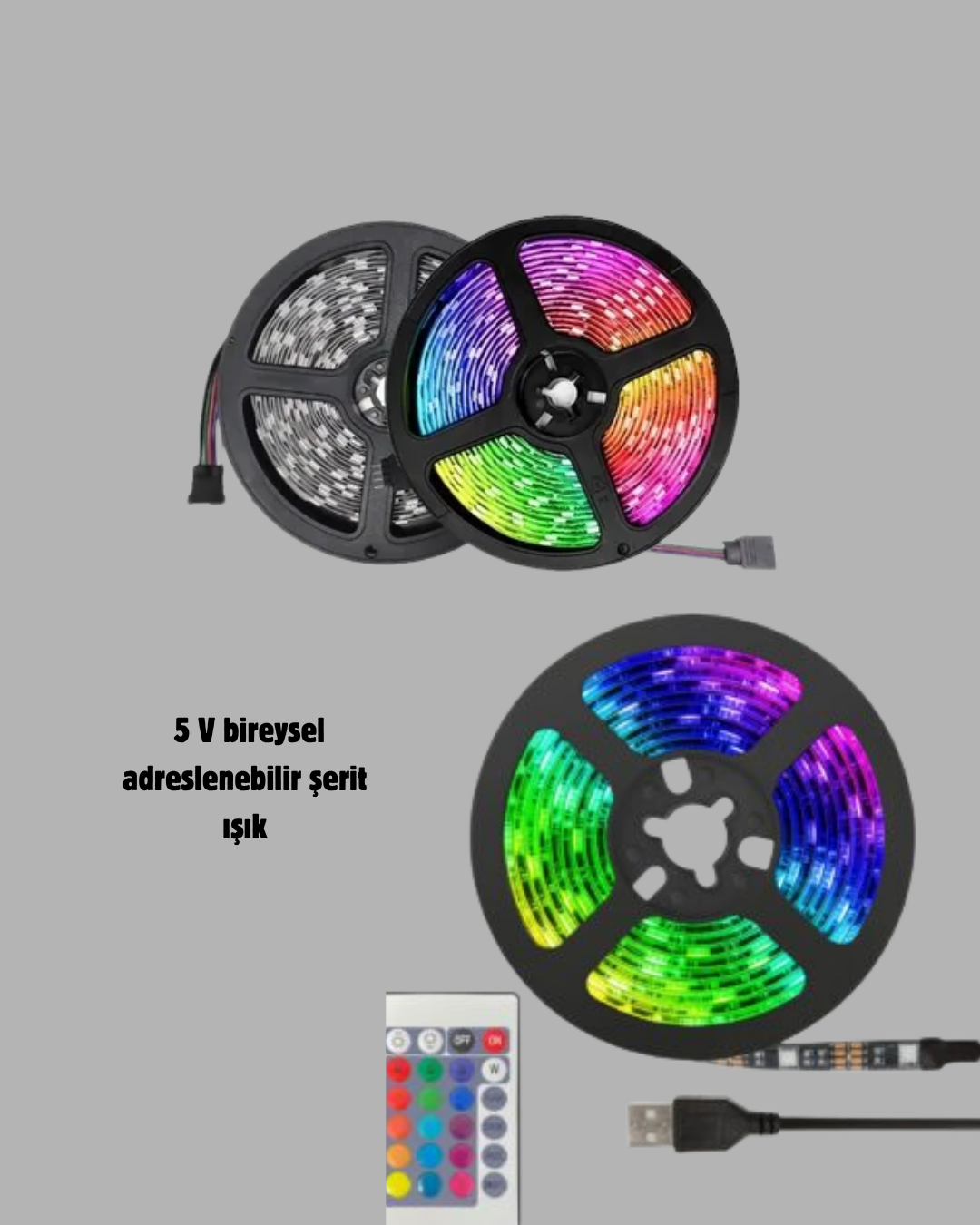 Smart Şerit LED Işık – Uzaktan Kumandalı, USB Girişli, Müzik Modlu - Lisinya