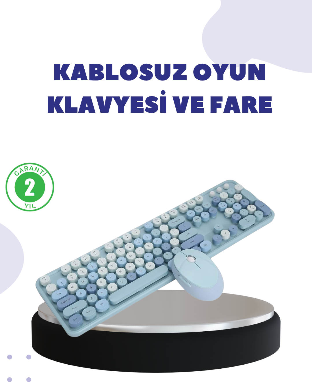 Kablosuz Retro Klavye ve Mouse Seti – 104 Tuşlu, Sessiz Yazım - Lisinya