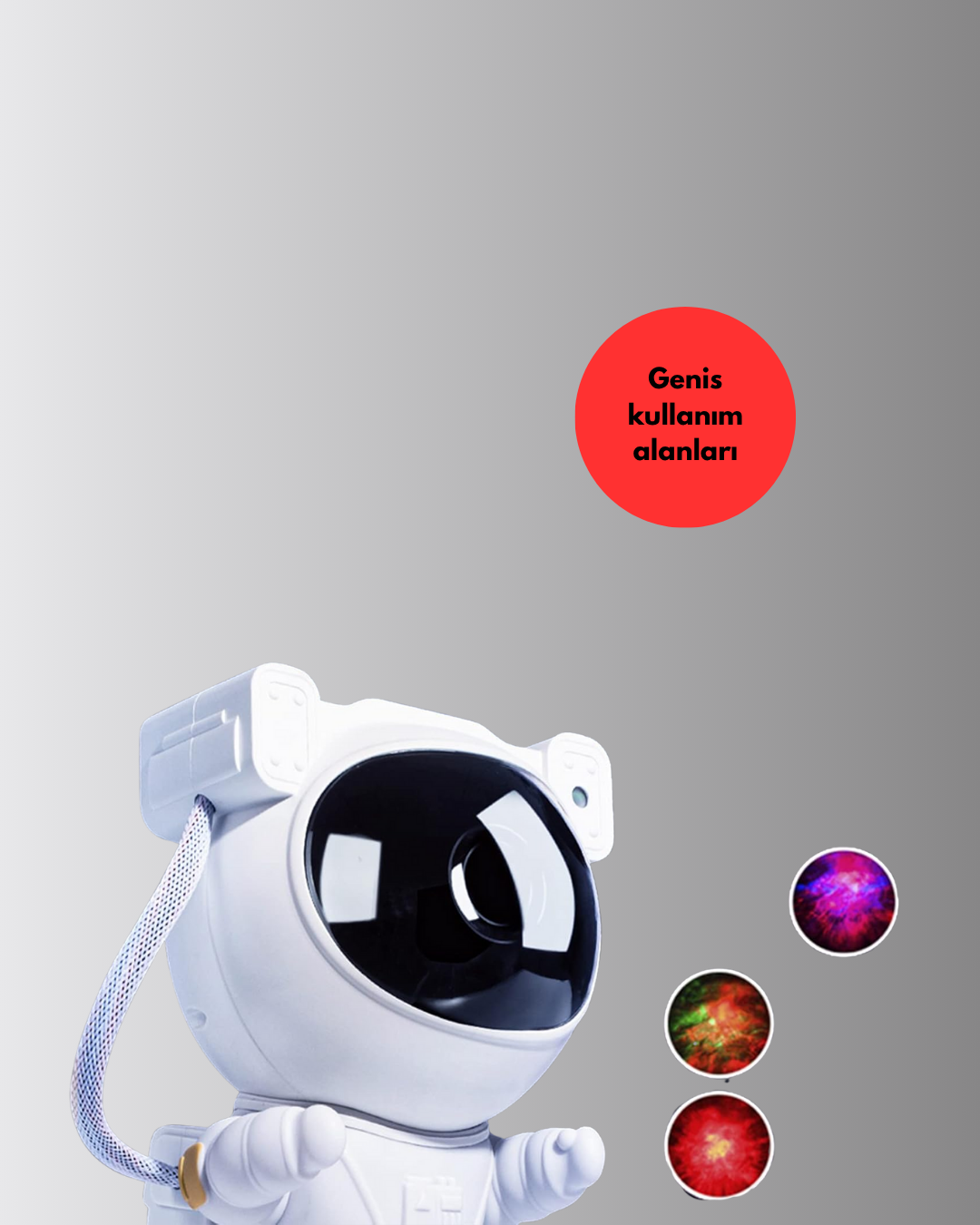 8 Efektli Astronot Galaxy Projektör Uzaktan Kumandalı LED Gece Lambası - Lisinya