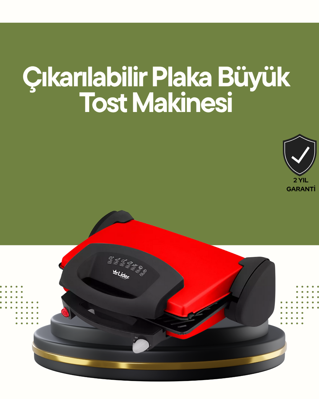 Profesyonel 2000W Tost Makinesi – Ayarlanabilir Termostat ve Çıkarılabilir Plaka - Lisinya
