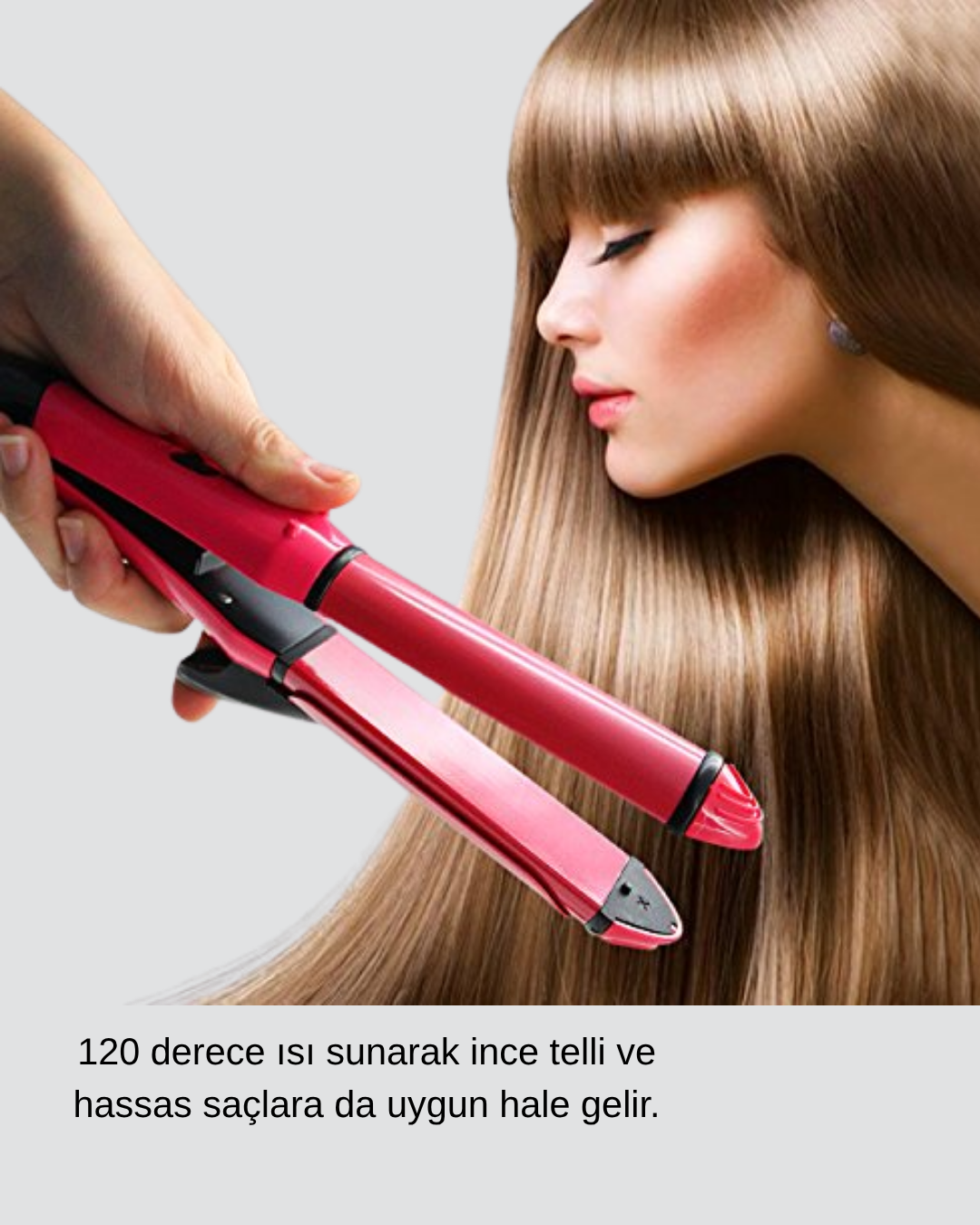 2’si 1 Arada Saç Düzleştirici ve Maşa – 5 Isı Seviyesi, Seramik Kaplama, Döner Kablolu Ergonomik Tasarım - Lisinya