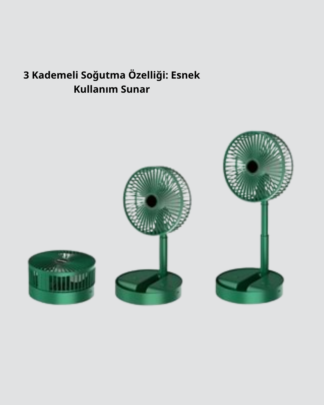 Katlanabilir Mini Fan – 3 Kademeli Soğutma, Şarjlı - Lisinya