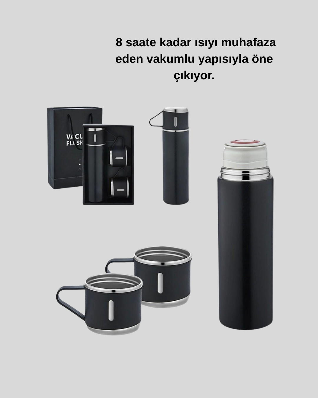 Paslanmaz Çelik 500 ml Termos Seti – 8 Saat Isı Koruma, Vakumlu, Sızdırmaz ve Taşınabilir - Lisinya Paslanmaz Çelik 500 ml Termos Seti – 8 Saat Isı Koruma, Vakumlu, Sızdırmaz ve Taşınabilir - Lisinya
