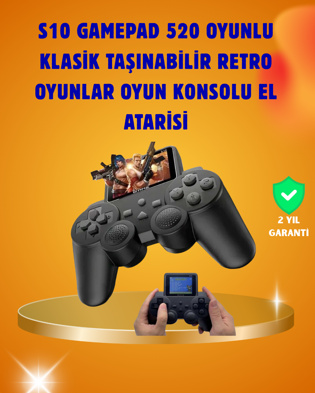 Çocuklar ve Yetişkinler İçin Uygun 500 Oyunlu Taşınabilir Mini Retro El Konsolu - Lisinya