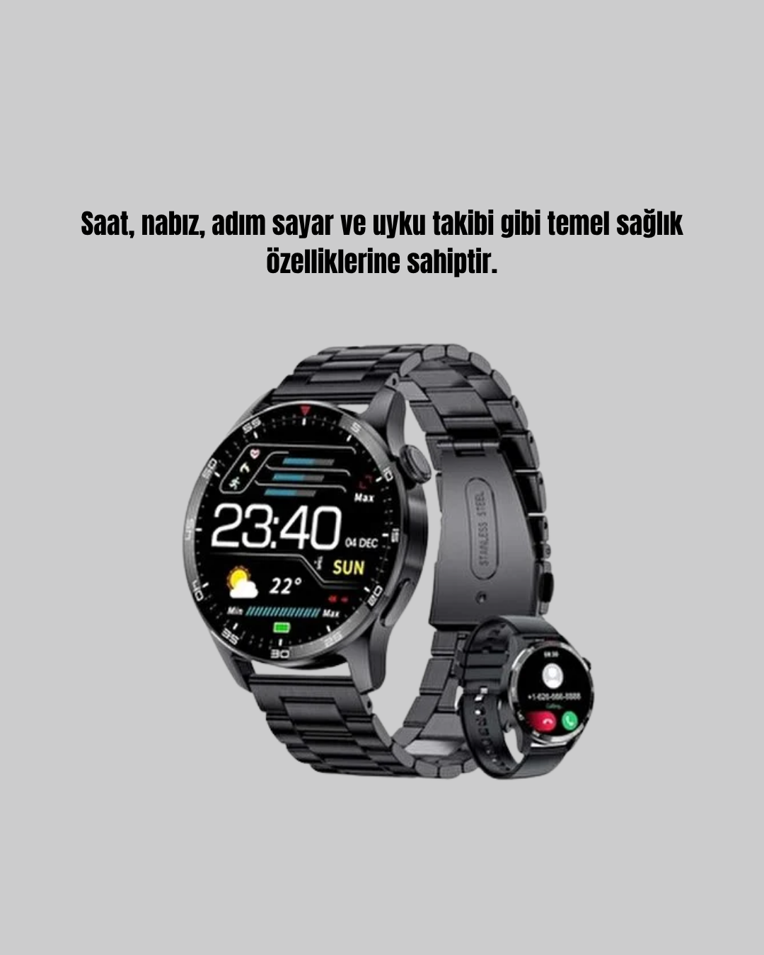 100mAh Şarjlı Akıllı Saat – Mesaj Bildirimi, Müzik Kontrolü ve Ergonomik Tasarım - Lisinya