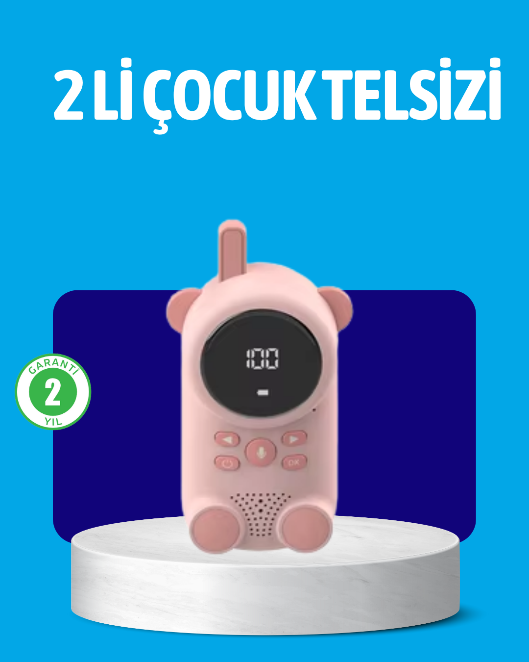 USB Şarjlı Çocuk Telsizi – Renkli Ekran, VOX Modu, Kompakt Tasarım - Lisinya