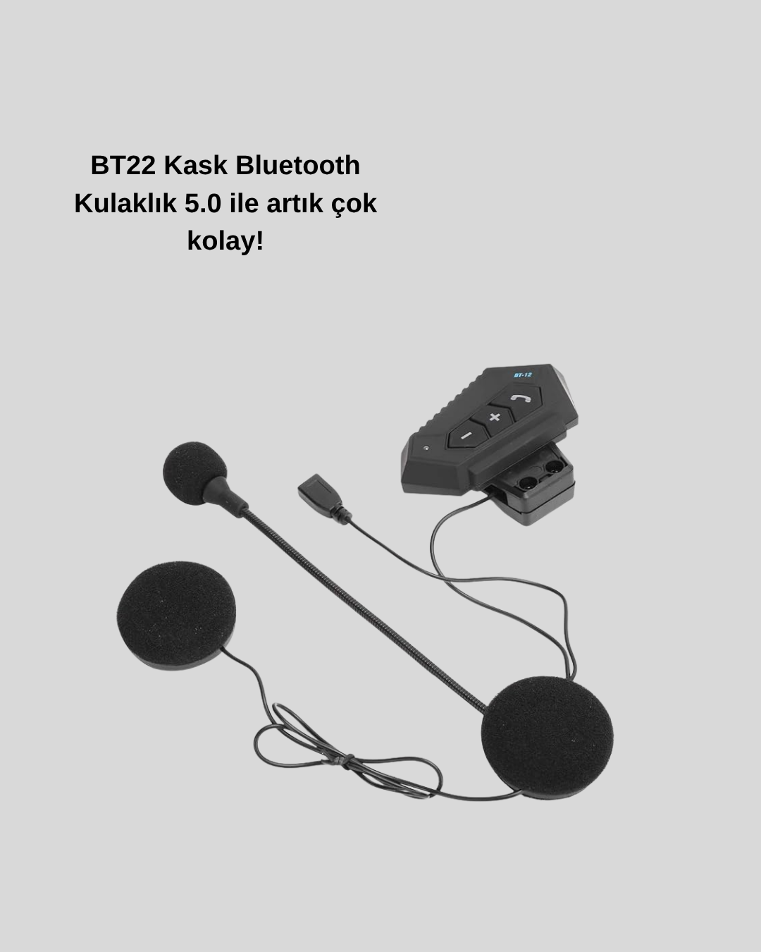 BT22 Kask Bluetooth Kulaklık 5.0 – Suya Dayanıklı, Gürültü Önleyici, Uzun Pil Ömürlü - Lisinya