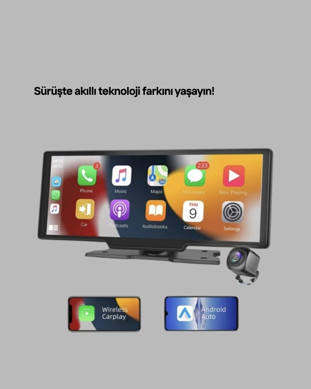 Renault Megane, Clio, Symbol, Captur, Toyota Corolla, Yaris, C-HR, Ford Focus, Fiesta Uyumlu Kablosuz CarPlay Multimedya 10.26” Dokunmatik Ekran - Lisinya