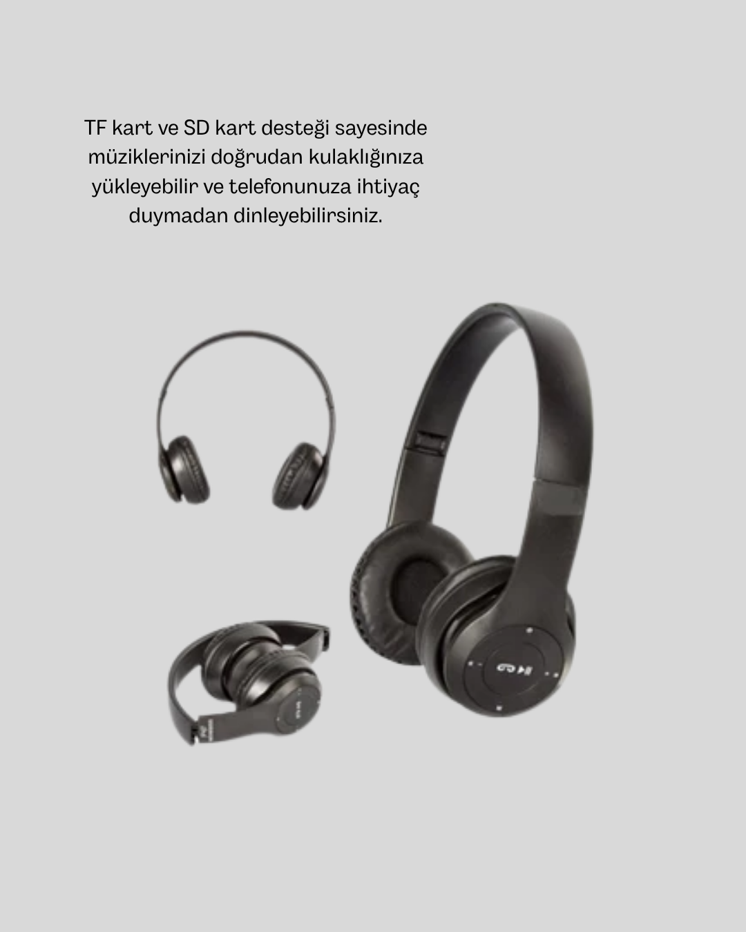 Bluetooth 5.0 Kablosuz Kulaklık – Extra Bass, TF Kart Desteği, 3.5mm AUX Girişli - Lisinya