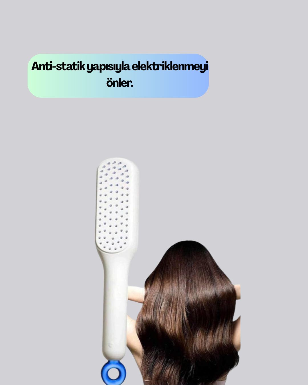 Anti-Statik Saç Tarağı – Kolay Temizlenebilir, Silikon Masaj Uçlu, Kompakt Boyut - Lisinya