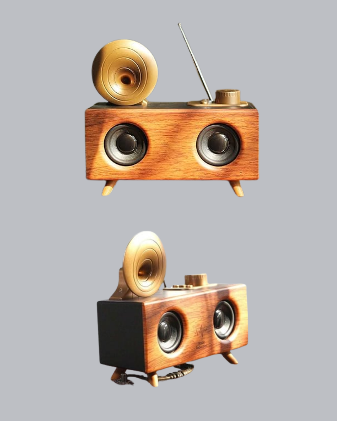 Retro Gramofon Tasarımlı Bluetooth Hoparlör – 3D Stereo Ses, 1800 mAh Batarya - Lisinya