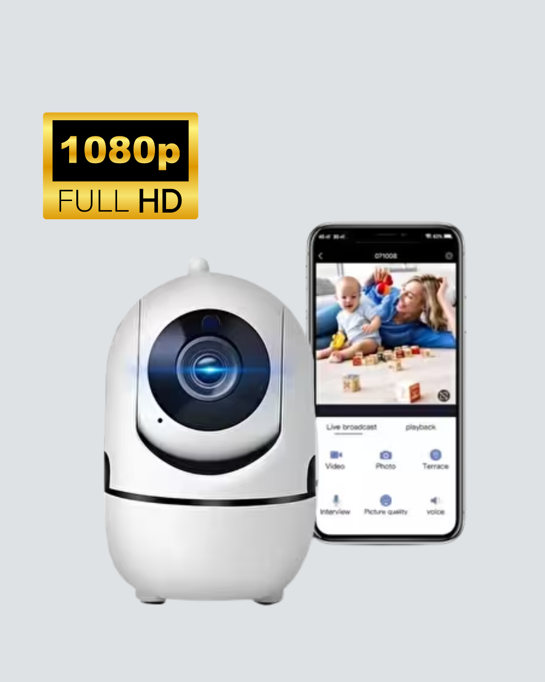 Akıllı Kontrol ve Hareket Takipli 1080P Kablosuz Güvenlik Kamerası – Gece Görüşlü ve İki Yönlü Sesli - Lisinya