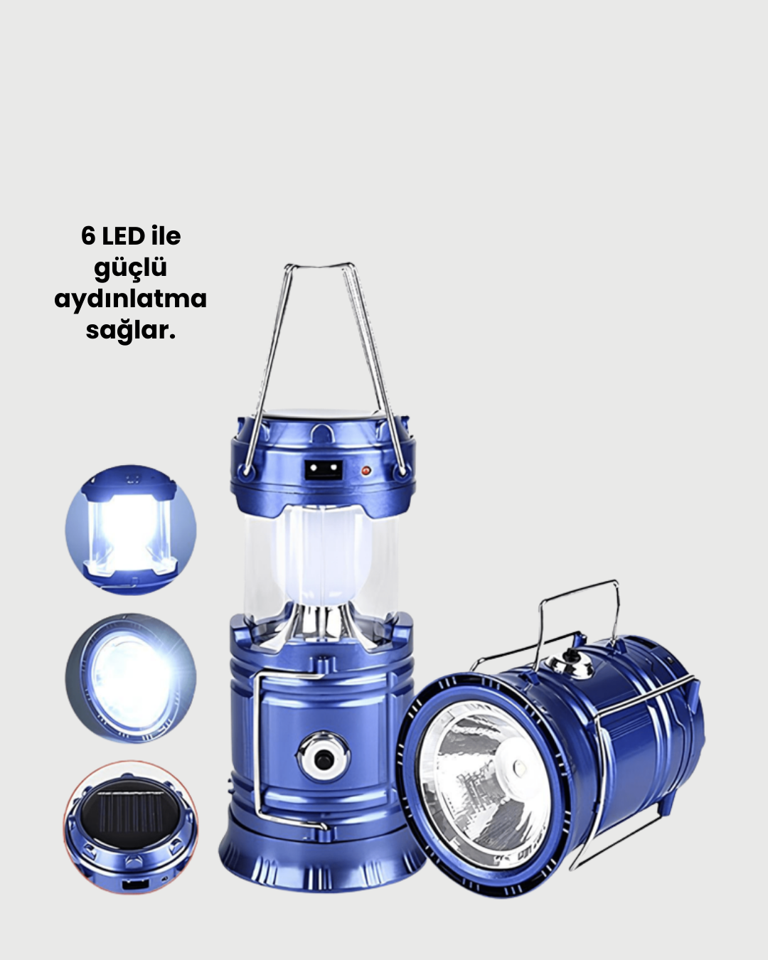 Güneş Enerjili Katlanabilir Kamp Feneri – USB Şarjlı, Hafif ve Çok Fonksiyonlu - Lisinya