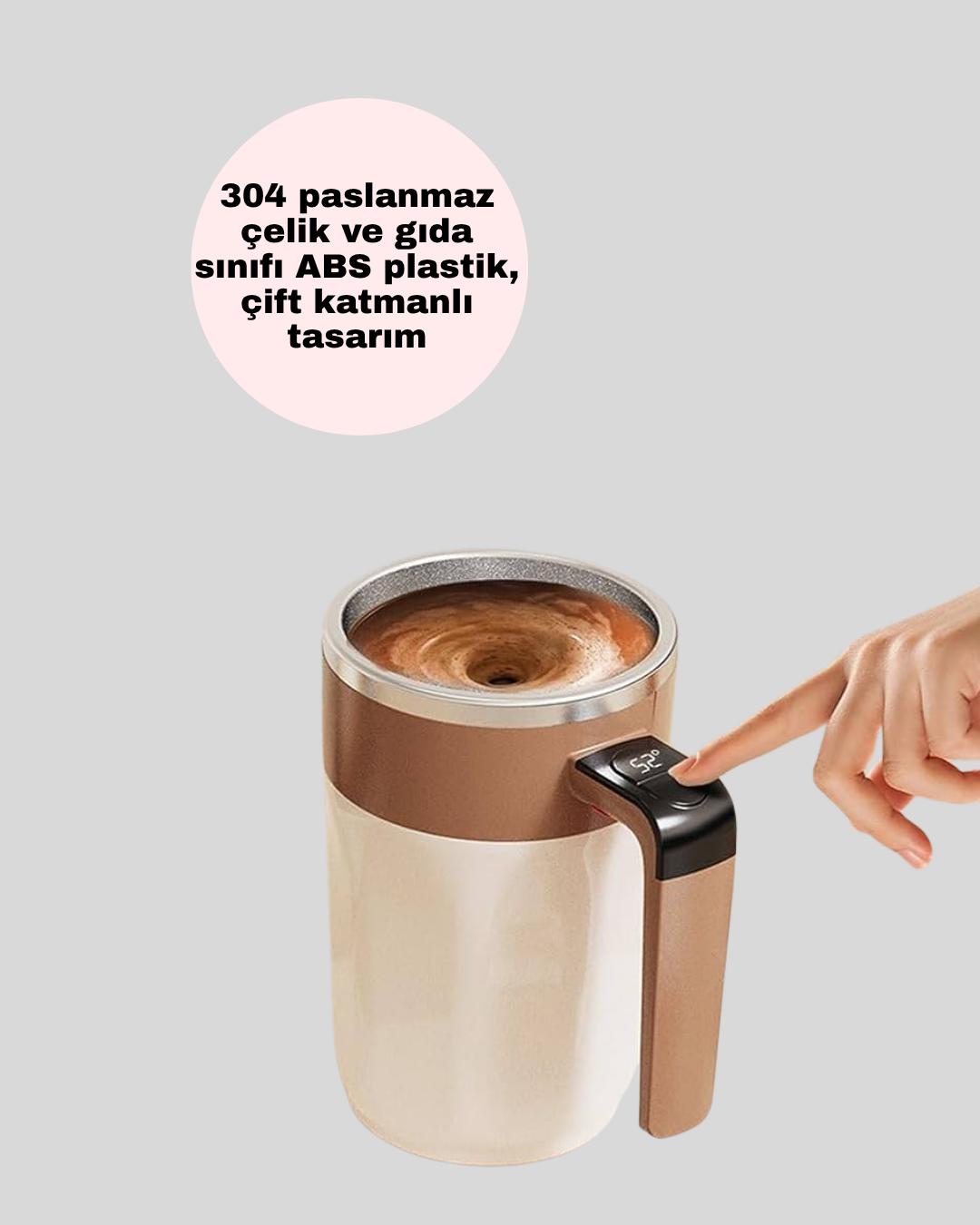 Paslanmaz Çelik Şarjlı Karıştırma Kupa – Otomatik Manyetik Blender Fincan - Lisinya