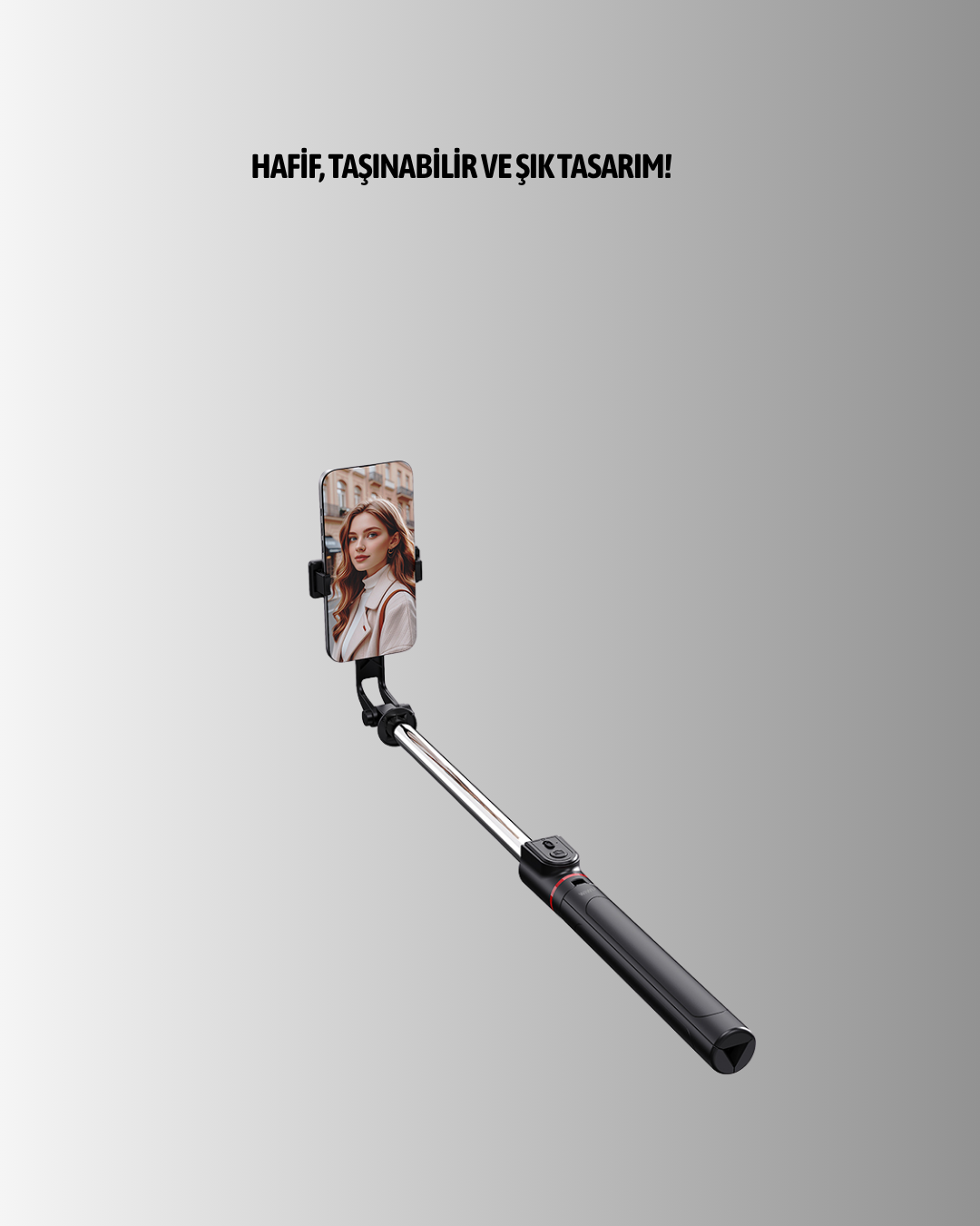 Uzaktan Kumandalı Bluetooth Selfie Çubuğu– Işıklı, 130 cm Ayarlanabilir - Lisinya