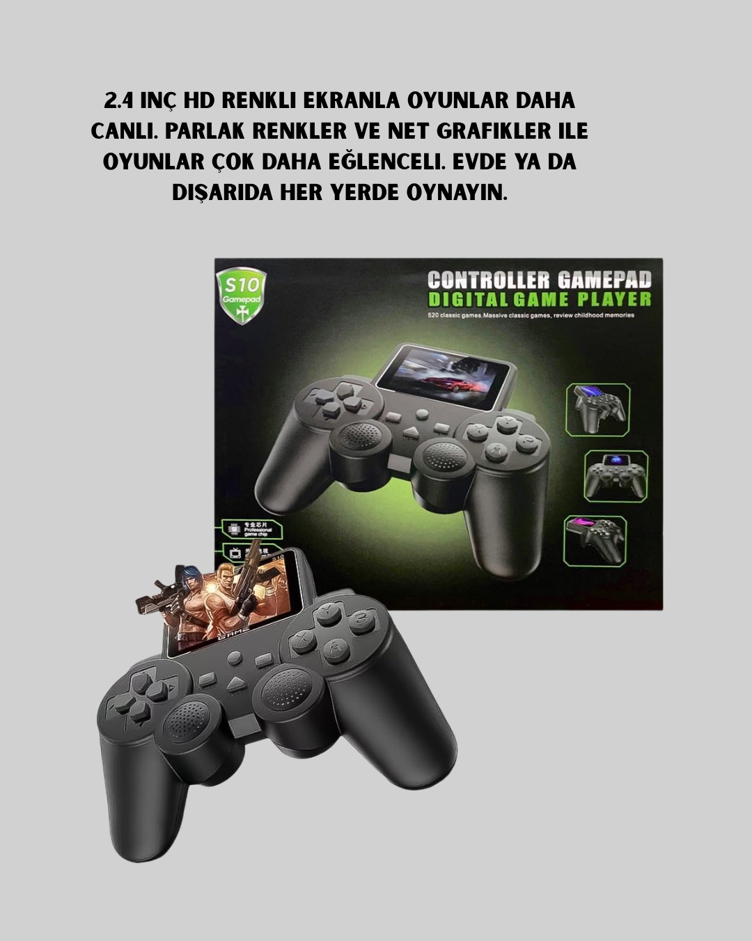 2.4 İnç HD Renkli Ekranlı 500-in-1 Taşınabilir Retro Oyun Konsolu, Kablolu TV Bağlantısı ve Uzun Pil Ömrü - Lisinya