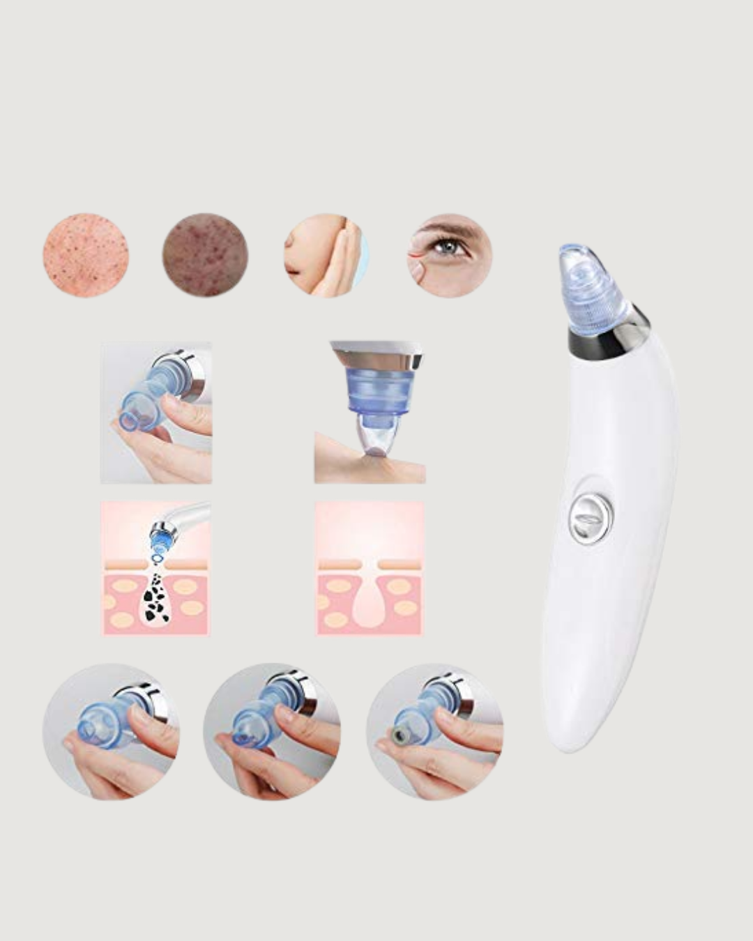 USB Destekli 4 Başlıklı Siyah Nokta Vakum Cihazı – Gözenek Temizleyici ve Cilt Yenileyici Bakım Aleti - Lisinya