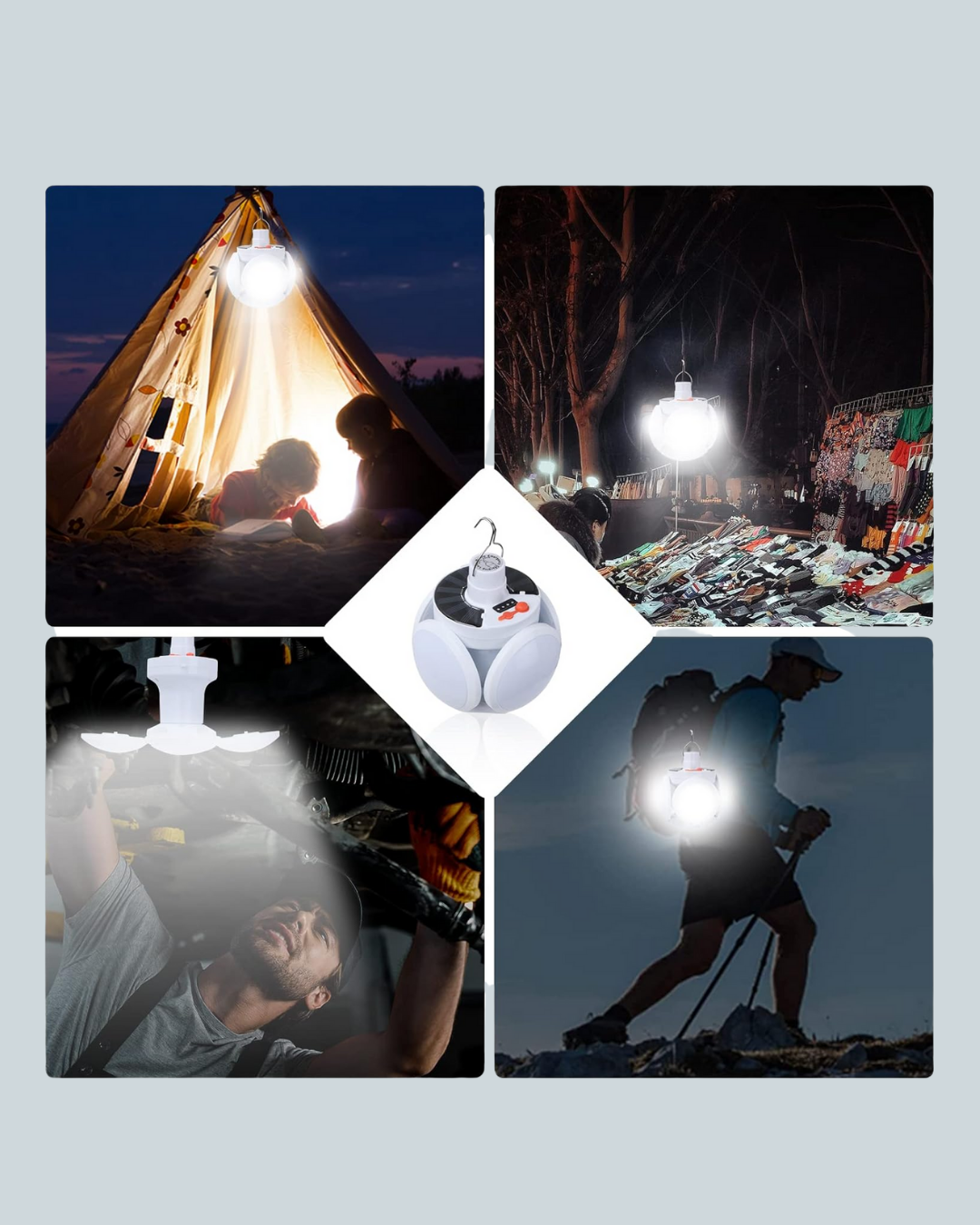 Çok Amaçlı Katlanabilir Güneş Enerjili Kamp Lambası – Masa Üstü ve Asılabilir Kullanım - Lisinya