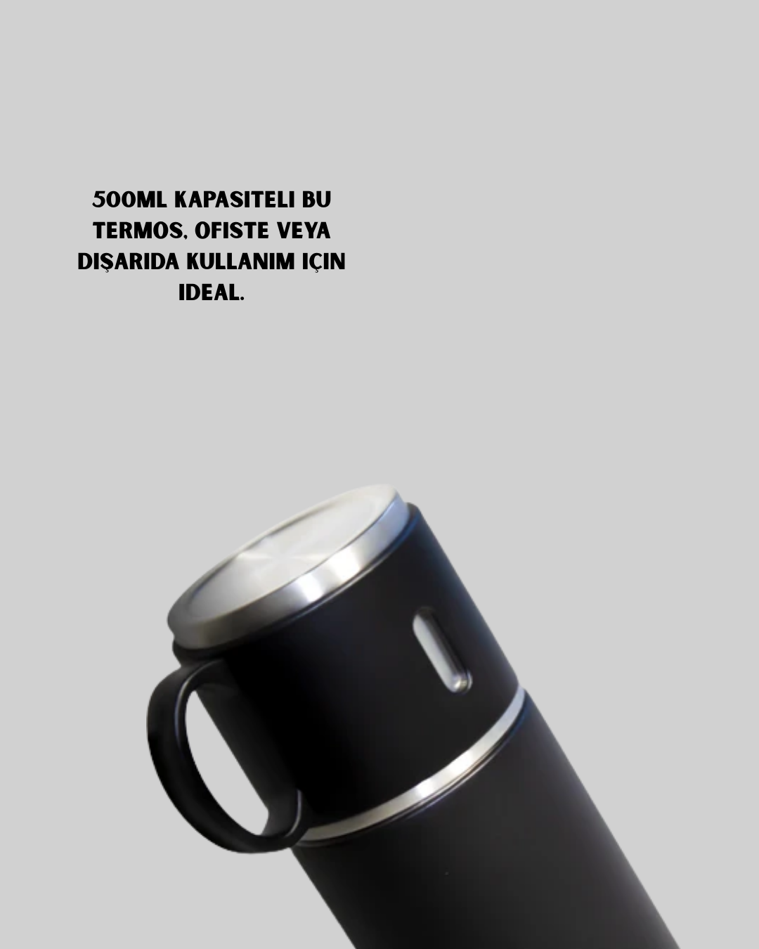 304 Çelik Termos Seti | 2 Bardaklı, 500 ml, Uzun Süre Isı Koruma - Lisinya