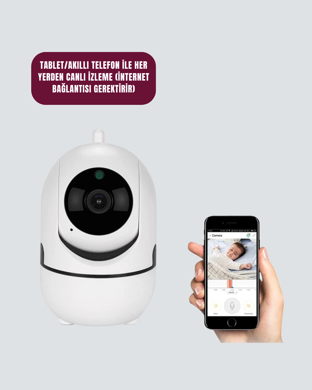 Akıllı Kontrol ve Hareket Takipli 1080P Kablosuz Güvenlik Kamerası – Gece Görüşlü ve İki Yönlü Sesli - Lisinya