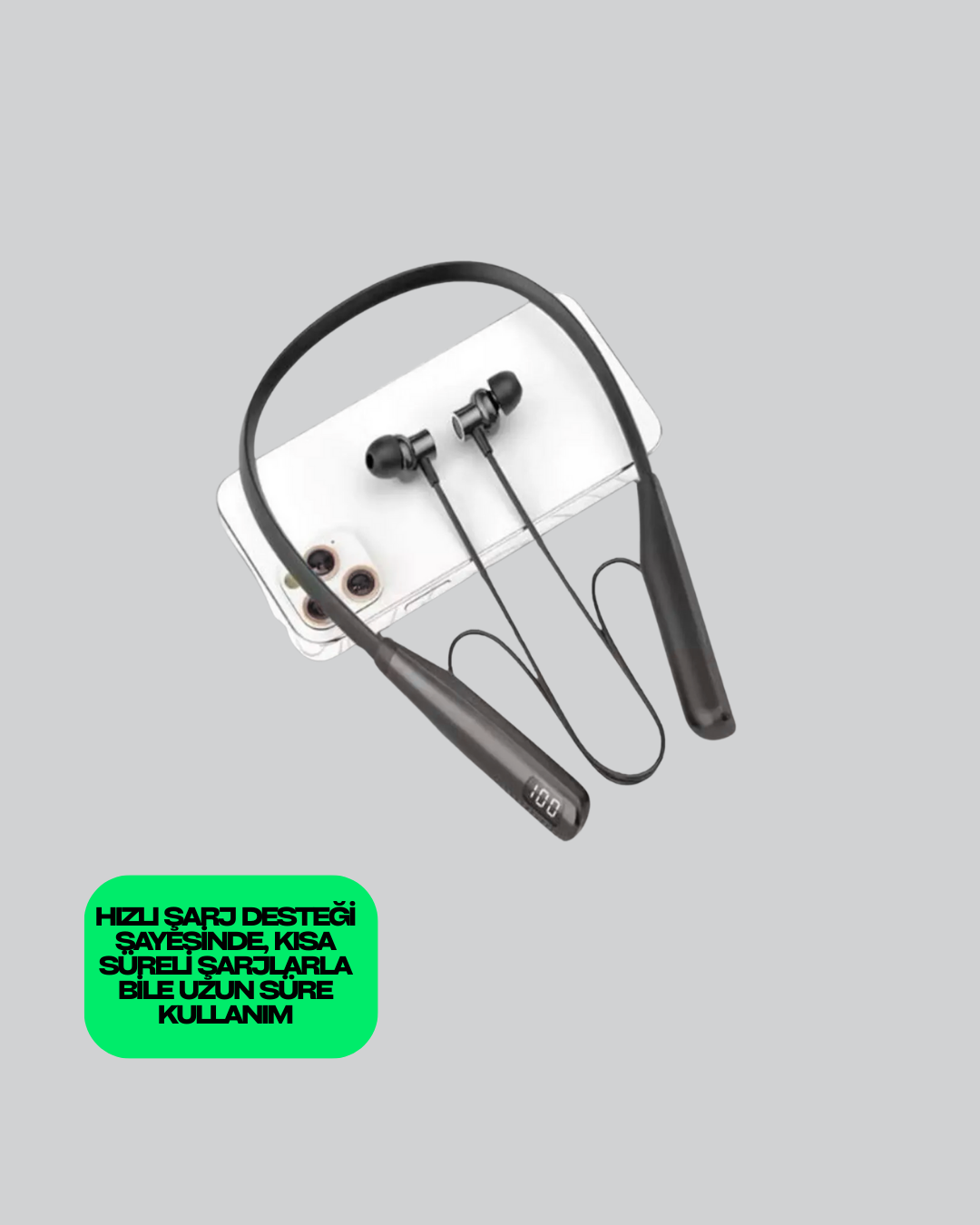 Boyun Askılı Kablosuz Bluetooth Kulaklık – Aktif Gürültü Önleme, LCD Ekranlı - Lisinya