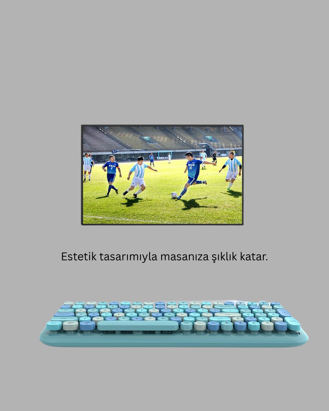 Kablosuz Retro Klavye ve Mouse Seti – 104 Tuşlu Sevimli Tasarım - Lisinya