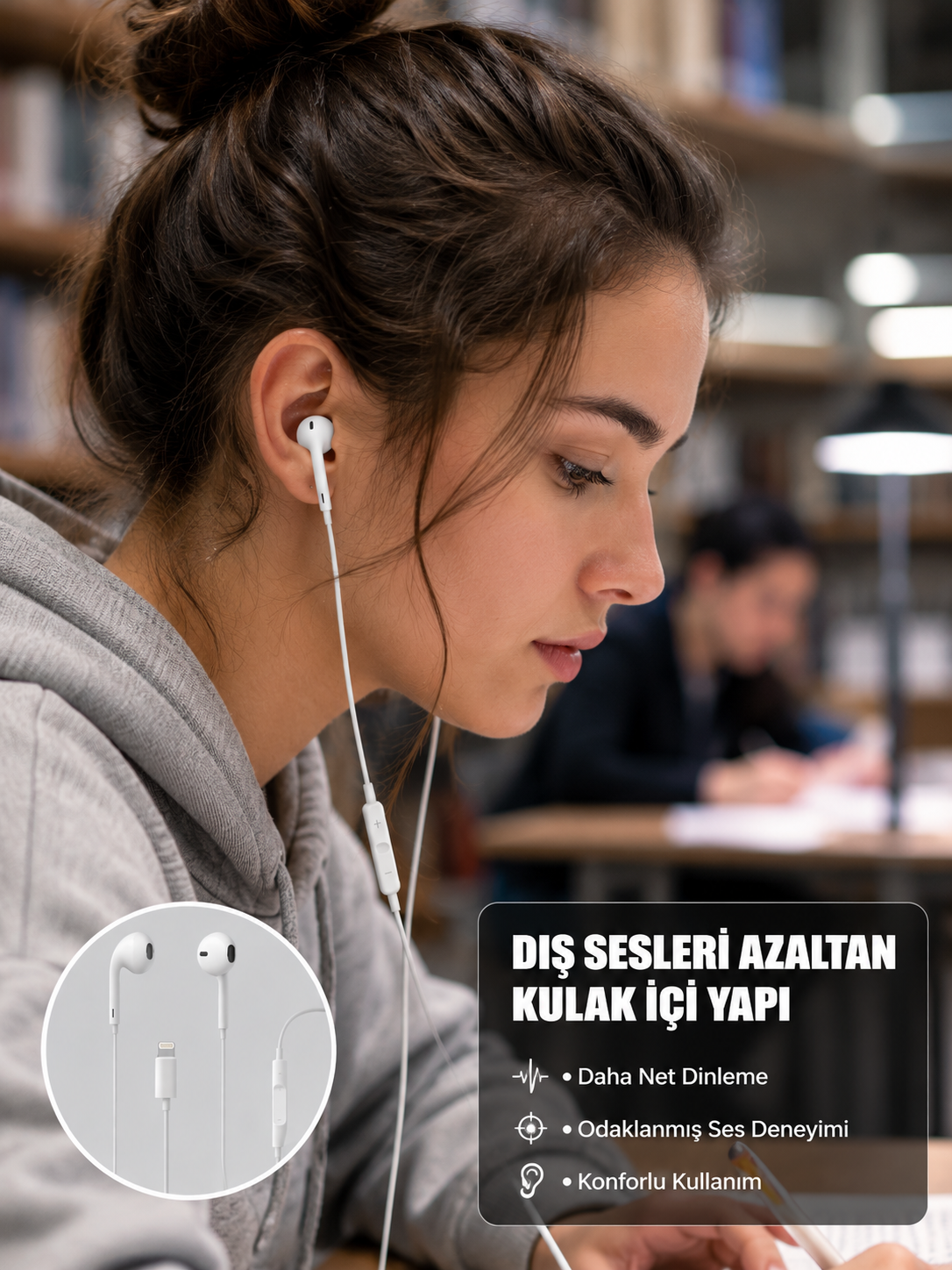 Ergonomik Tasarımlı Stereo Ses Performanslı Kablolu Kulaklık - Lisinya Ergonomik Tasarımlı Stereo Ses Performanslı Kablolu Kulaklık - Lisinya