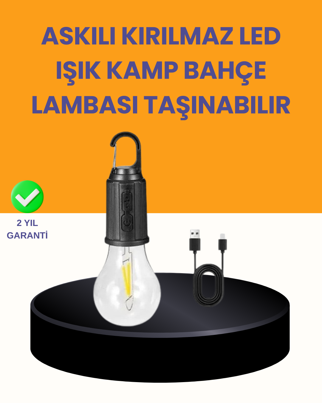 Akıllı Sensörlü USB Şarjlı Kamp Lambası - Lisinya