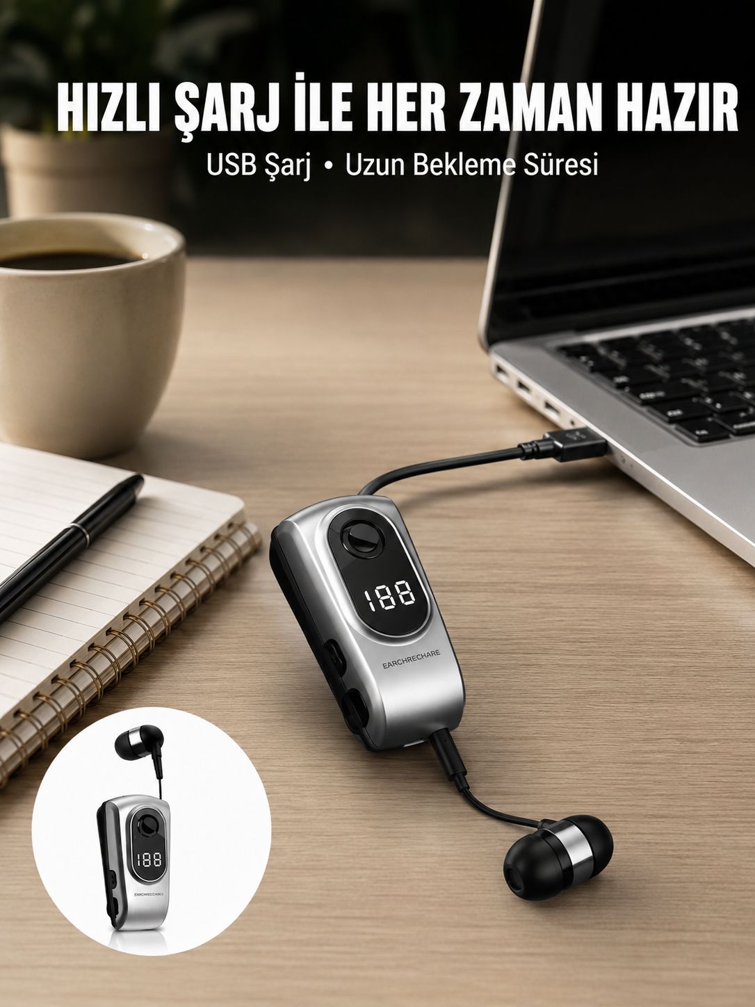 Dijital Ekranlı Bluetooth Kulaklık – Titreşimli Bildirim, 25 Saat Kullanım - Lisinya Dijital Ekranlı Bluetooth Kulaklık – Titreşimli Bildirim, 25 Saat Kullanım - Lisinya