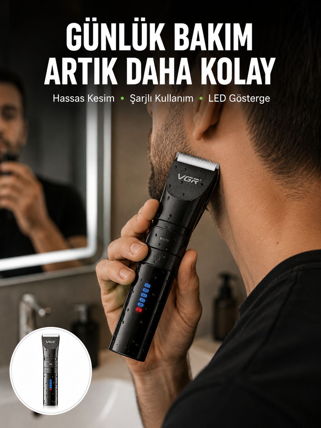 Erkek Saç ve Sakal Kesme Makinesi – Su Geçirmez, Sessiz Motorlu - Lisinya Erkek Saç ve Sakal Kesme Makinesi – Su Geçirmez, Sessiz Motorlu - Lisinya